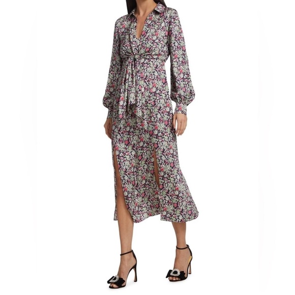 Cinq à Sept New Quin Floral Print Long Sleeve Dress Size 0 Blue Multicolor - Picture 1 of 8